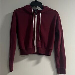 Forever 21 Maroon Cropped Hoodie
